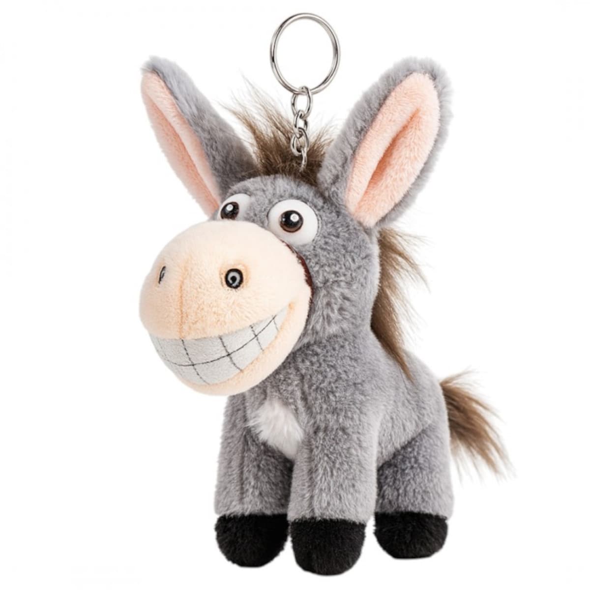 Brelok do kluczy, pluszowy osiołek z ogonkiem szary BRL381SZ