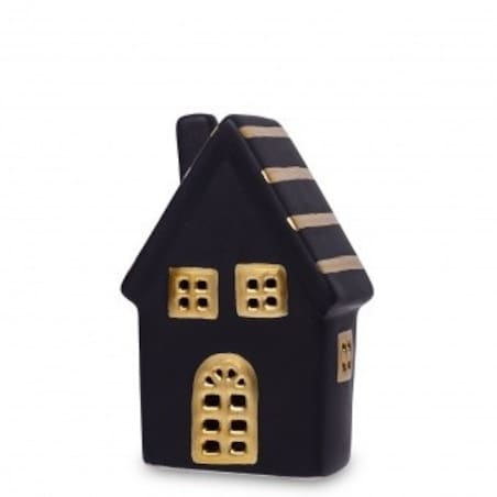 Dolomitowy czarny domek LED 19x12x6,5 cm JOUDA small