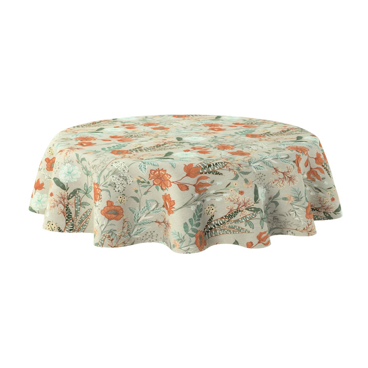 Obrus okrągły 160 x 160 cm kolorowe kwiaty na szarym tle