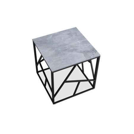 STOLIK KAWOWY Taman S 55/55/55 cm metalowy SZARY MARMUR