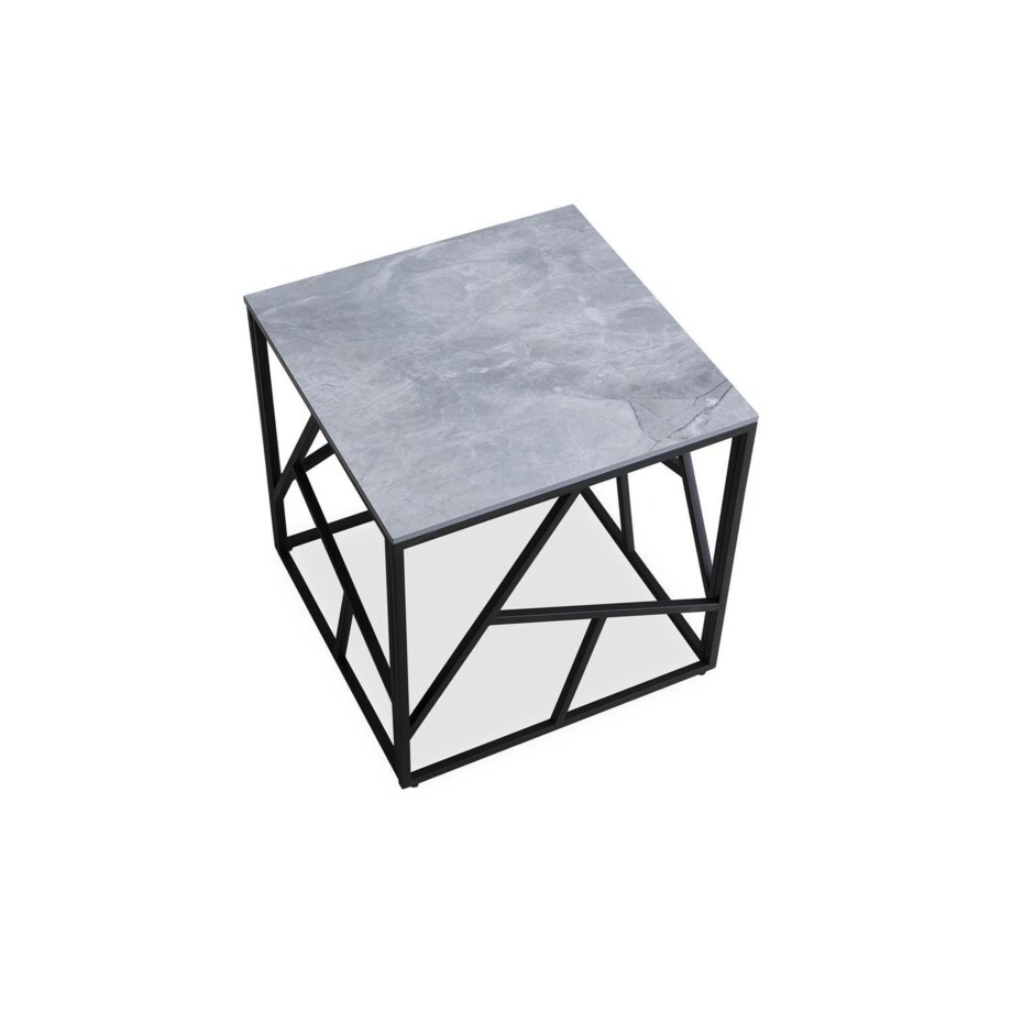 STOLIK KAWOWY Taman S 55/55/55 cm metalowy SZARY MARMUR