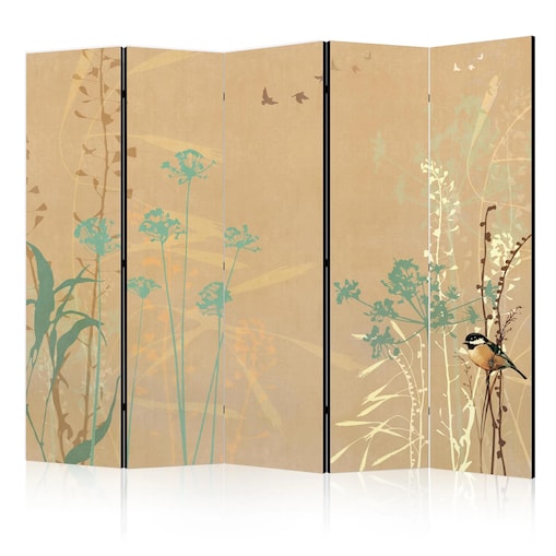 Parawan dwustronny Dla dzieci 225x172 cm 5-częściowy beżowy