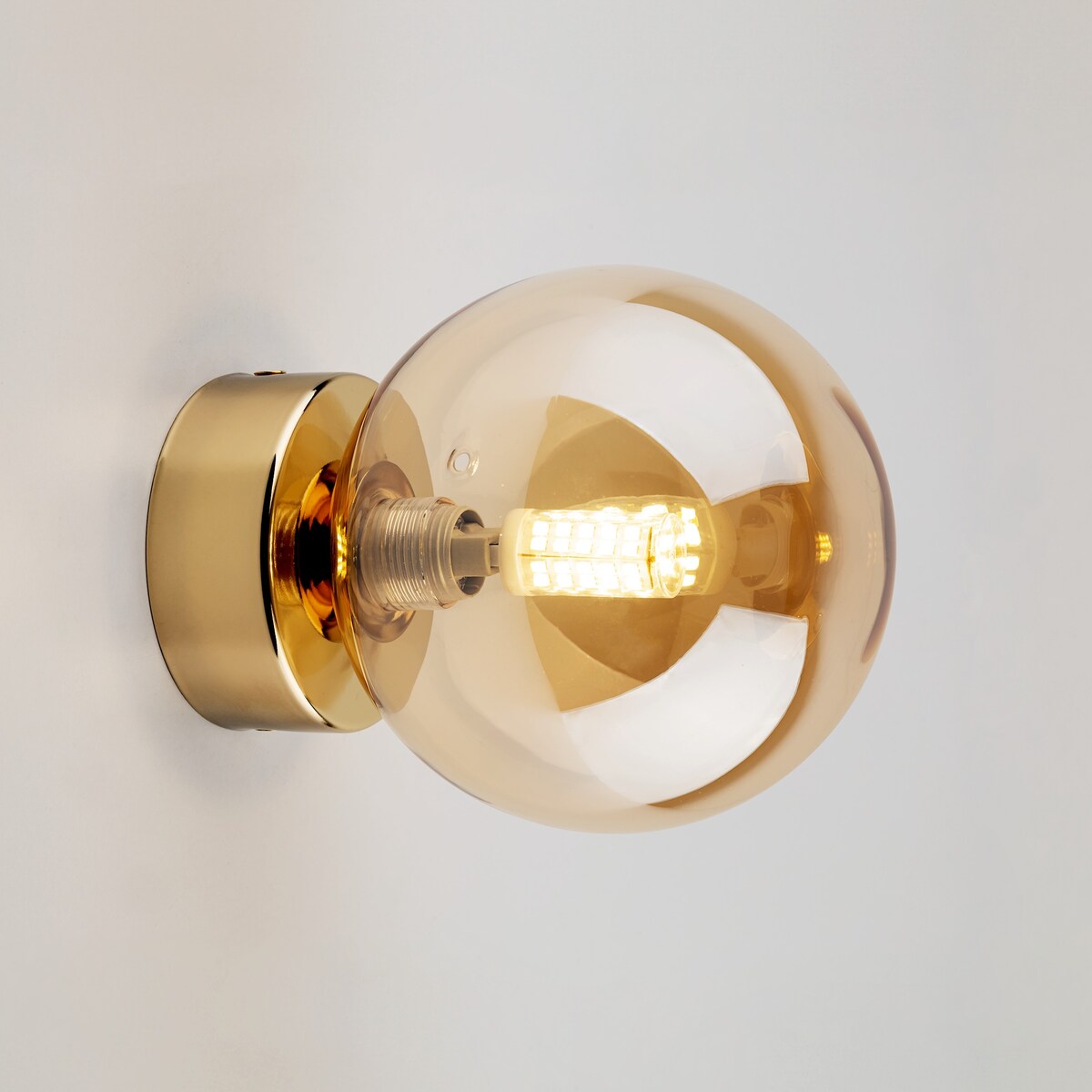 Kinkiet ESTERA GOLD 10257 TK Lighting złoty z bursztynowym kloszem G9 do salonu i sypialni