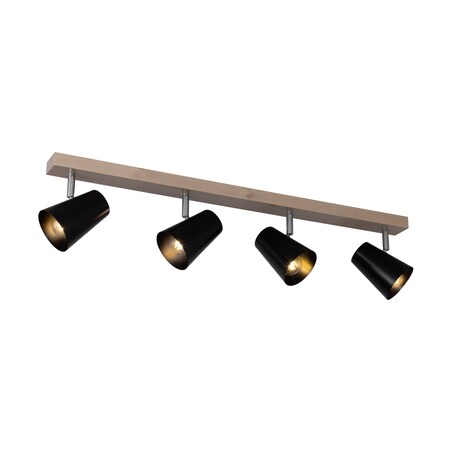 Drewniana Lampa Sufitowa BRITOP Lighting 4xE14 Max.40W Naturalna Brzoza z Czarnym Kloszem, Polski Producent, 1 szt.
