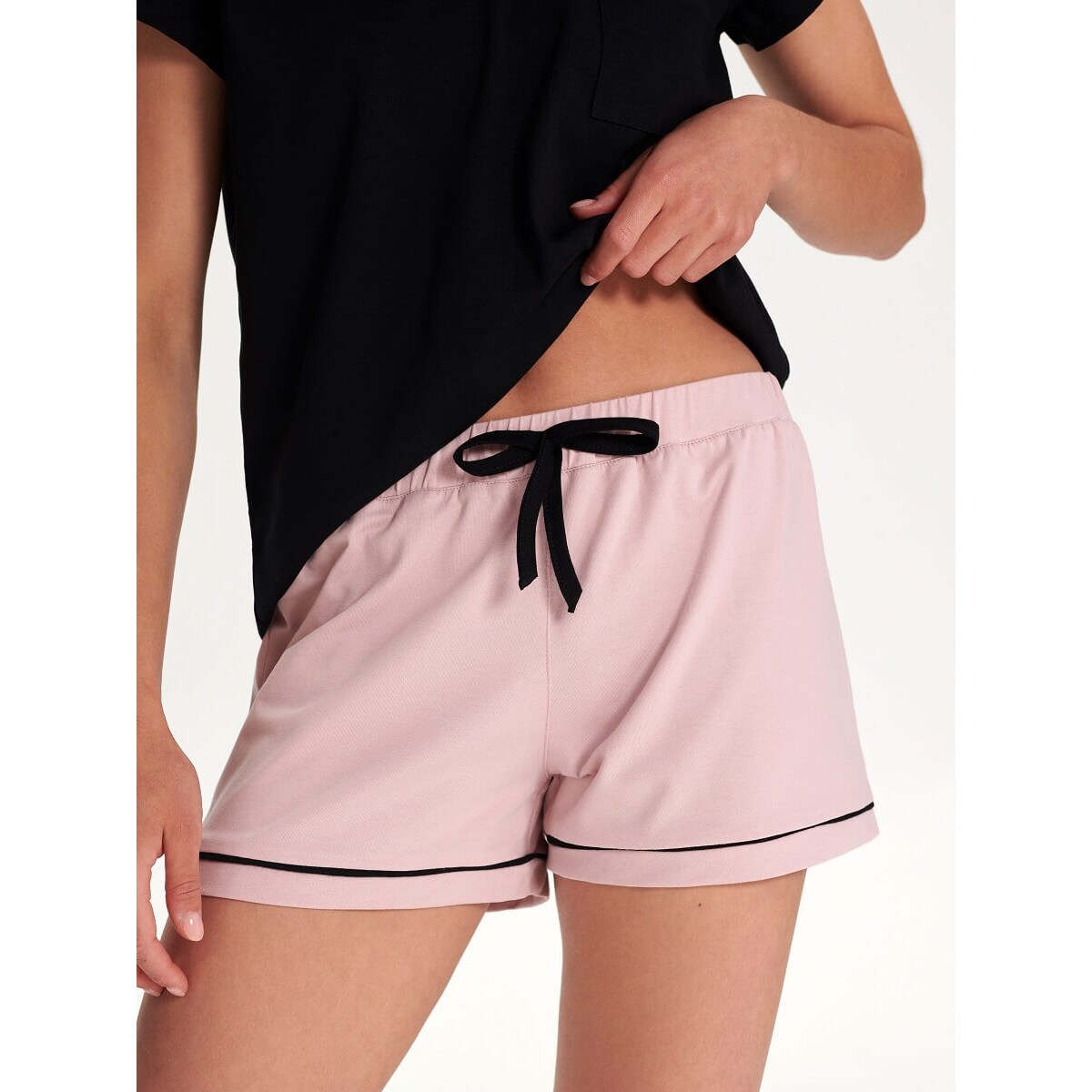 Szorty do spania różowo-czarne XS