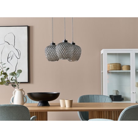 Lampa wisząca szklana 3-punktowa szara SHERRY