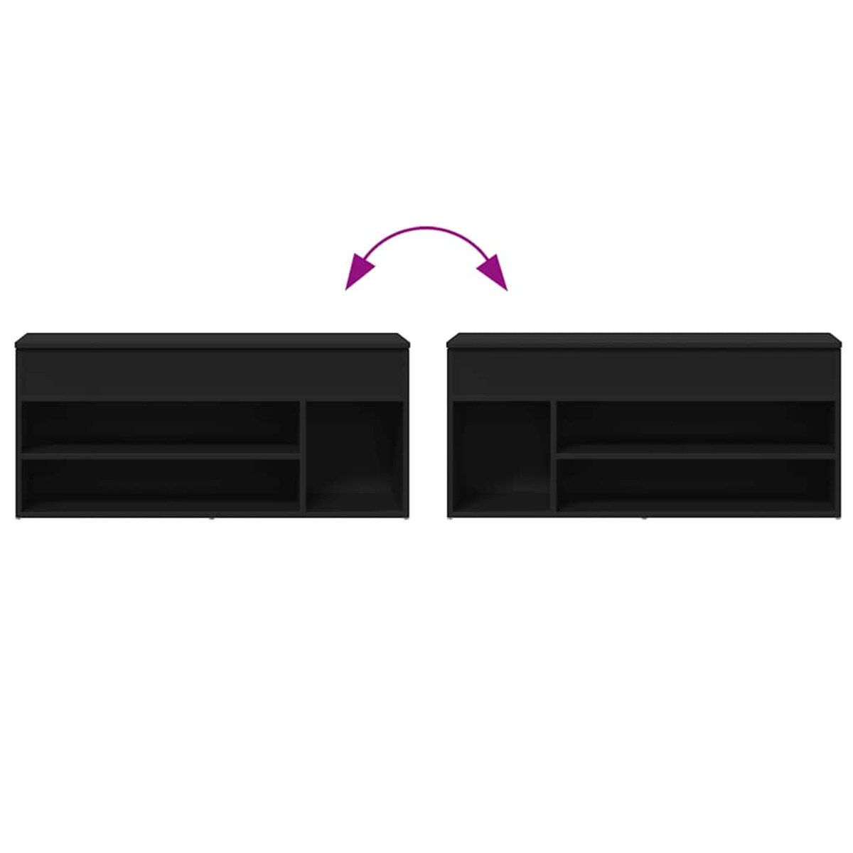 vidaXL Ławka na buty, czarna, 102x30,5x45 cm, materiał drewnopochodny