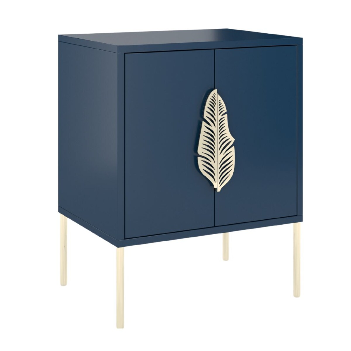 Granatowa szafka nocna Skandica MERLIN ze złotymi dodatkami