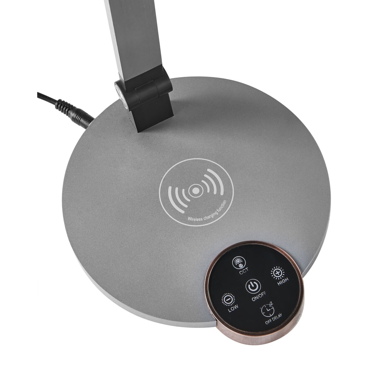 Lampa biurkowa LED CAROY Z ładowarką indukcyjną Szary