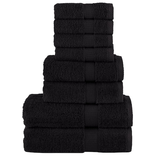 vidaXL 8-częściowy zestaw ręczników premium SOLUND, czarny, 600 g/cm²
