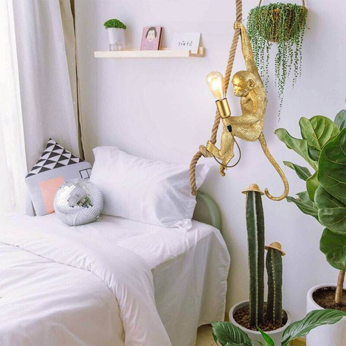 Zwieszana lampa małpka Monkey ABR-KAR-G Abruzzo lina dekoracyjna złoty