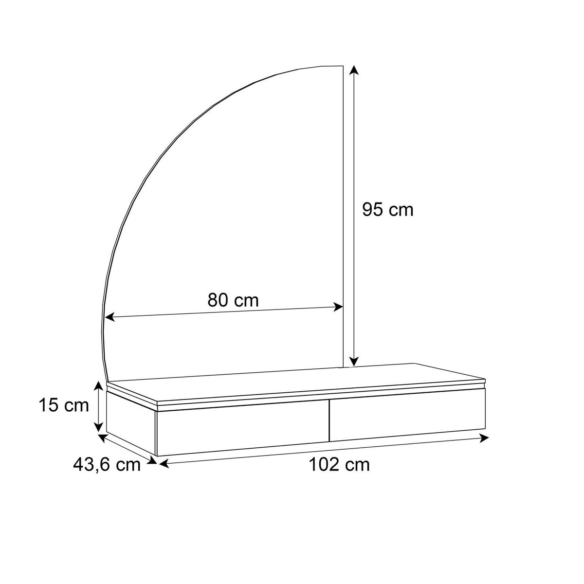 Toaletka AURORA-Q wisząca z lewym lustrem biały połysk