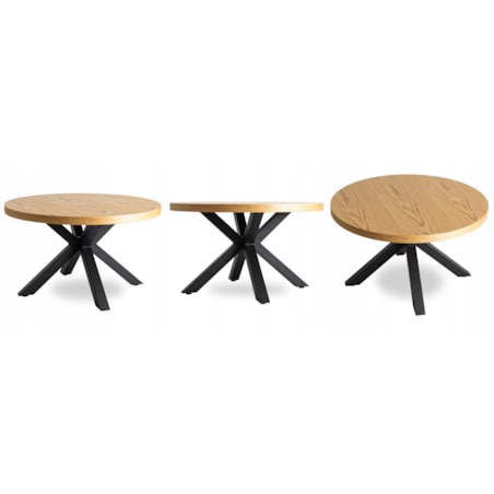 Stolik Kawowy Okrągły Mały Czarny Dąb Złoty Loft Nowoczesny Ława LINCOLN