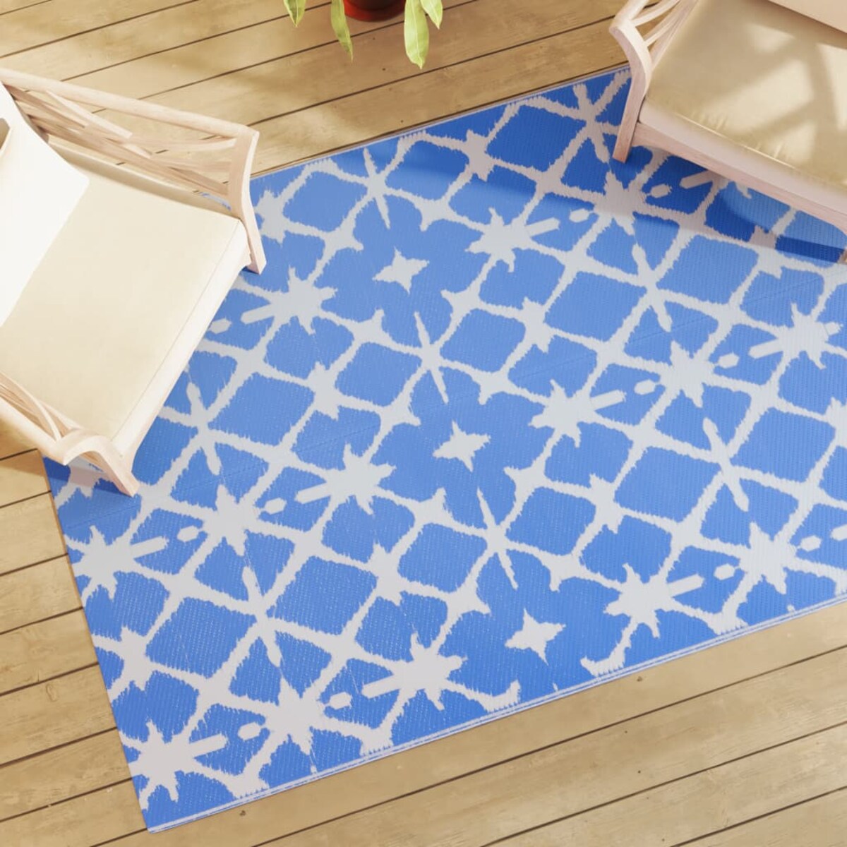 vidaXL Dywan zewnętrzny, ARAKIL niebiesko-biały, 140x200 cm, PP