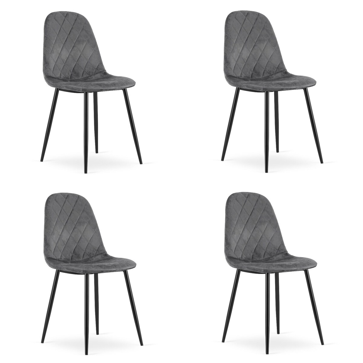 Krzesło Do Jadalni Kuchni Salonu Asti - Ciemny Szary Aksamit X 4