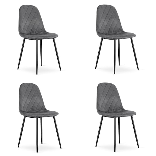 Krzesło Do Jadalni Kuchni Salonu Asti - Ciemny Szary Aksamit X 4