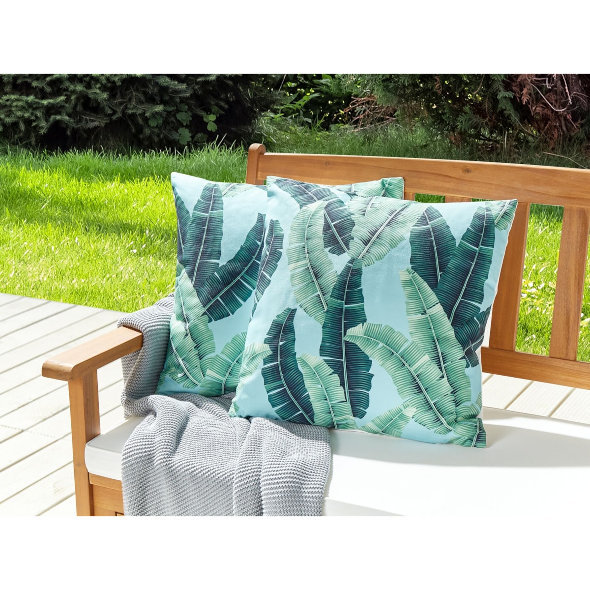 2 poduszki ogrodowe w liście 45 x 45 cm zielone BOISSANO