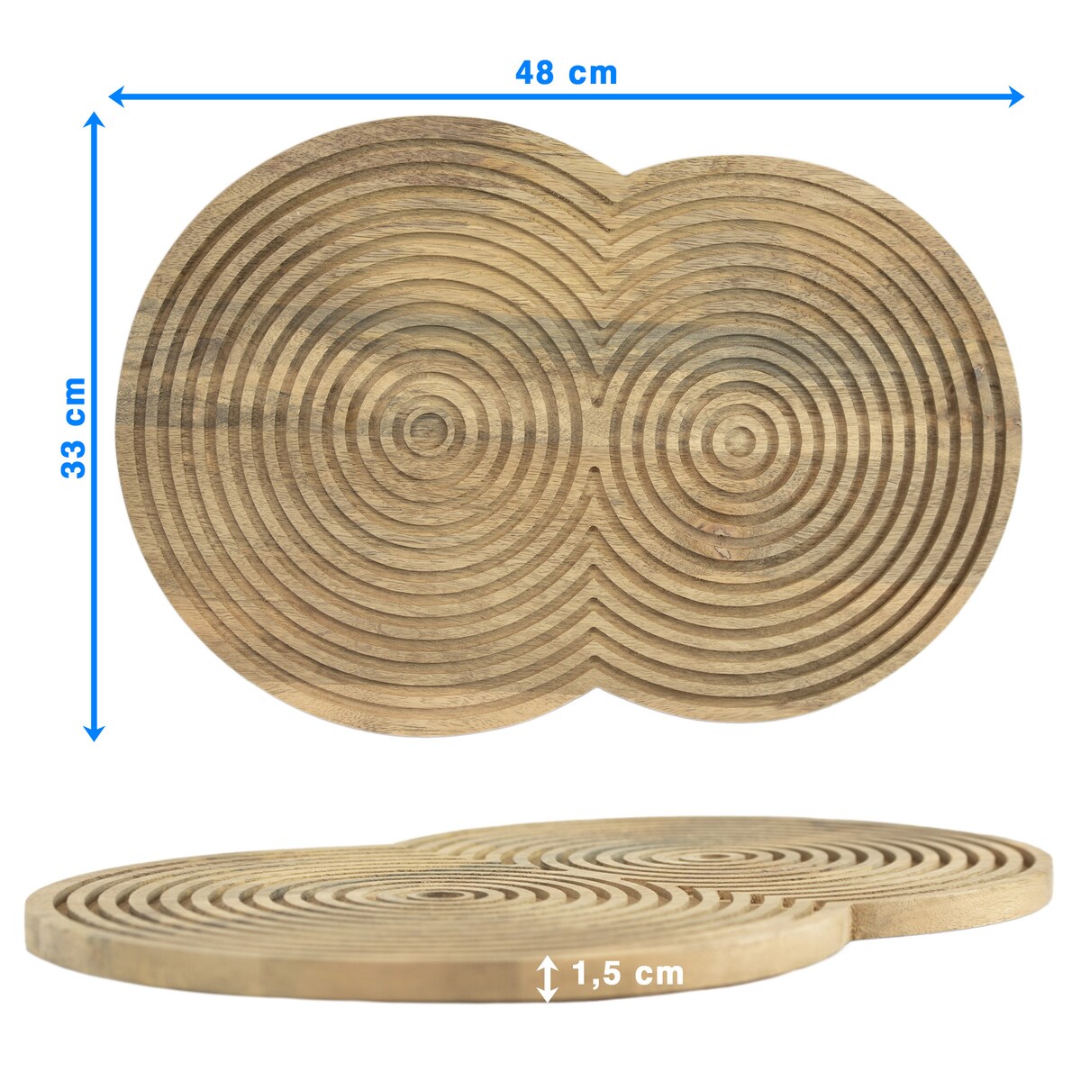 Deska Do Serwowania Drewniana Duża Okrągła Kuchenna Solidna 48X33 Cm Brązowa (Dwa Koła)