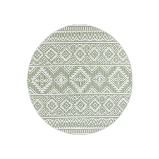 Dywan okrągły na zewnątrz i do wnętrz boho Paloa 35220 Zielony 120x120