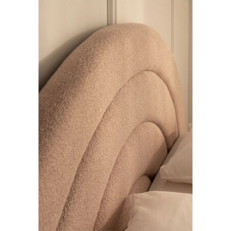 Łóżko z pojemnikiem na pościel, bouclé, blady róż Borzensi, 160x200 cm