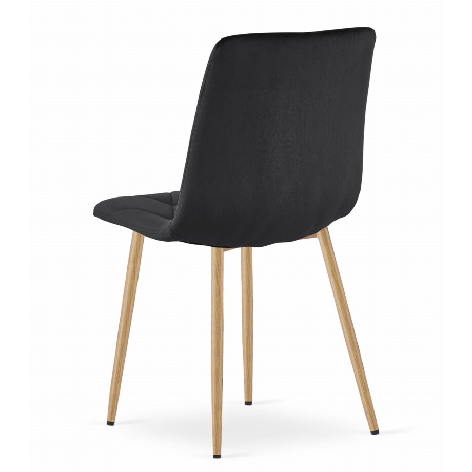 Krzesło Do Jadalni Kuchni Salonu Libra - Czarny Aksamit / Nogi Kolor Drewna X 4