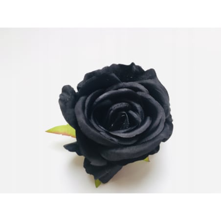 Róża sztuczna wyrobowa do wiązanek główka pąk kwiaty duża CZARNA 6szt