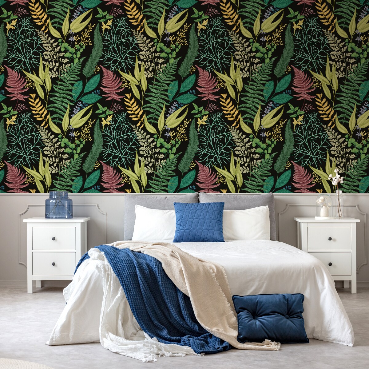 Tapeta Kolorowe Rośliny LIŚCIE Paproć Kwiaty