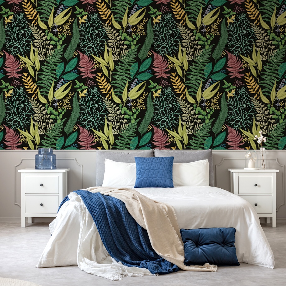 Tapeta Kolorowe Rośliny LIŚCIE Paproć Kwiaty