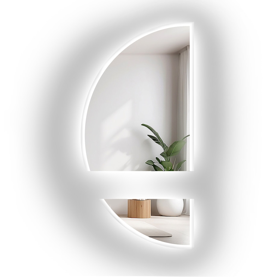 Lustro łazienkowe półokrągłe w dwóch częściach z podświetleniem - DOPPIO LED II