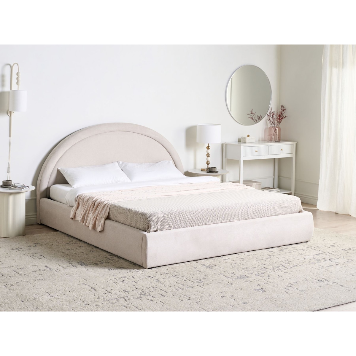 Łóżko z pojemnikiem MOUZON 180 x 200 cm Jasnobeżowy