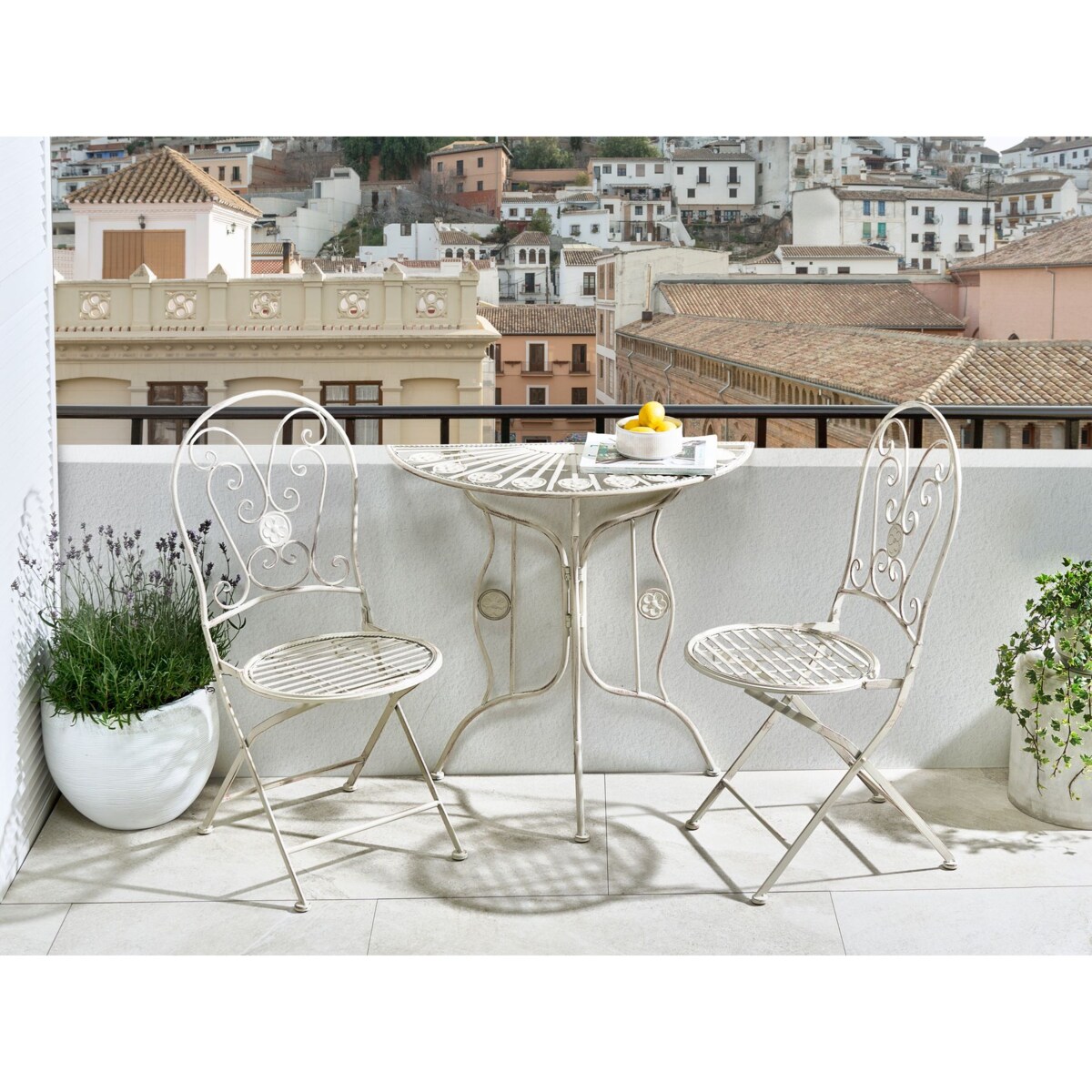 Stolik bistro COGGIA 37 x 80 cm Metal Jasnobeżowy