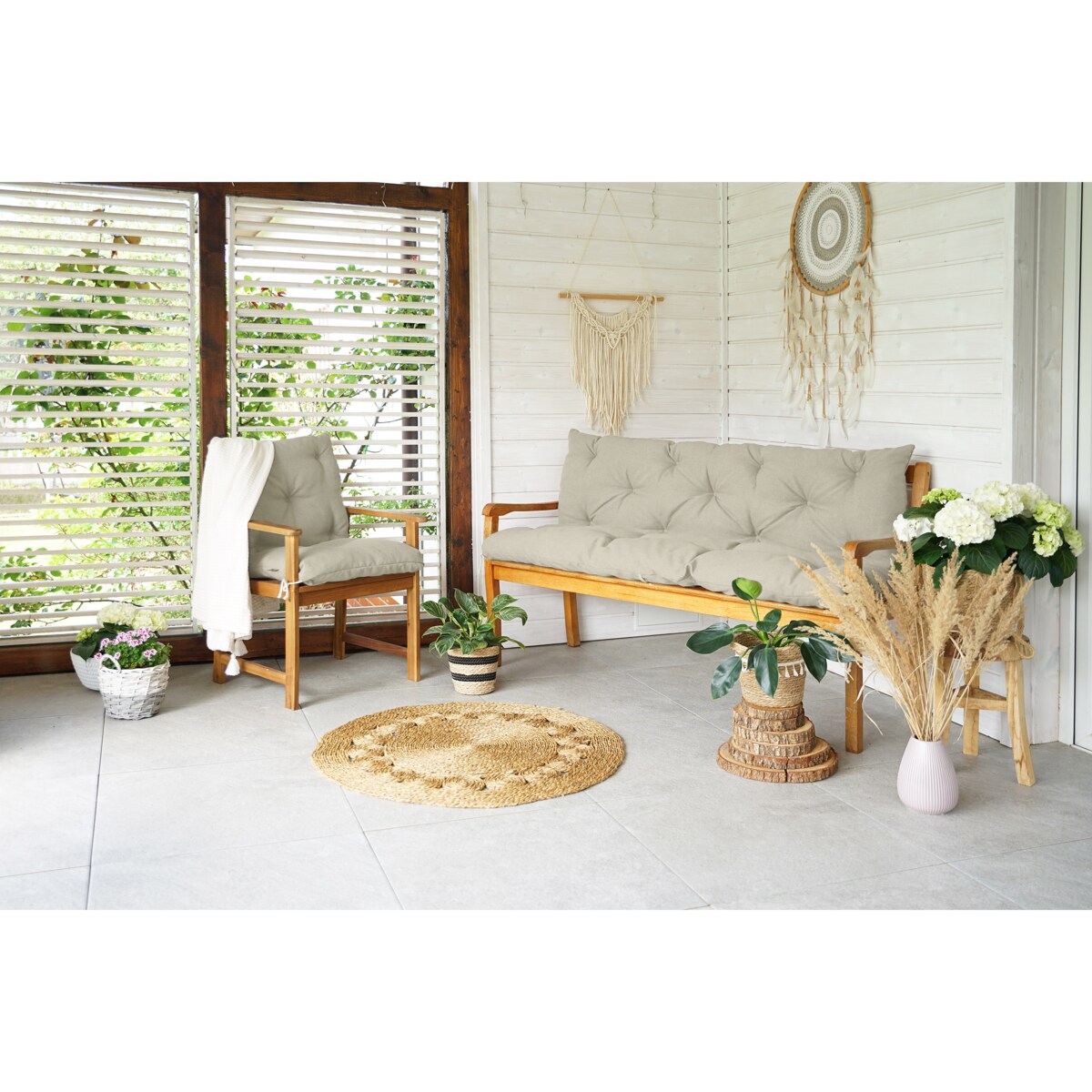 Poduszki na meble ogrodowe UV odporne, 100x60x50 cm, Beż