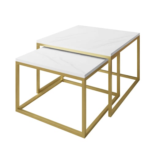 Stolik kawowy ława YOSHI 2w1 złoty mat marmur levanto