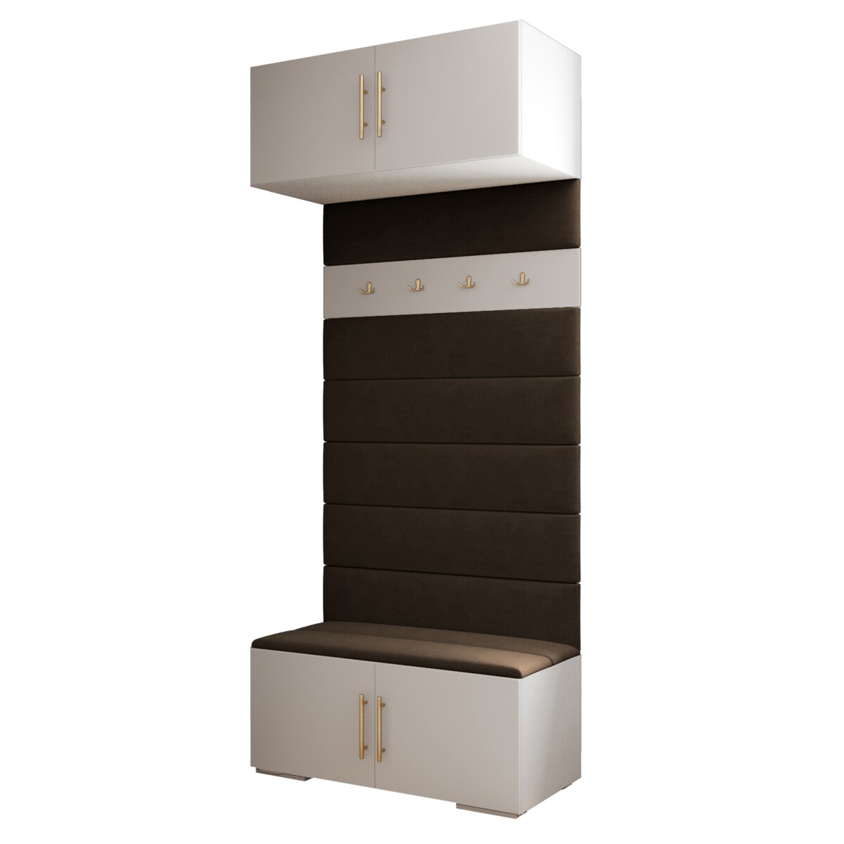 Garderoba do przedpokoju INOVA 3 biały+złoty+manila04