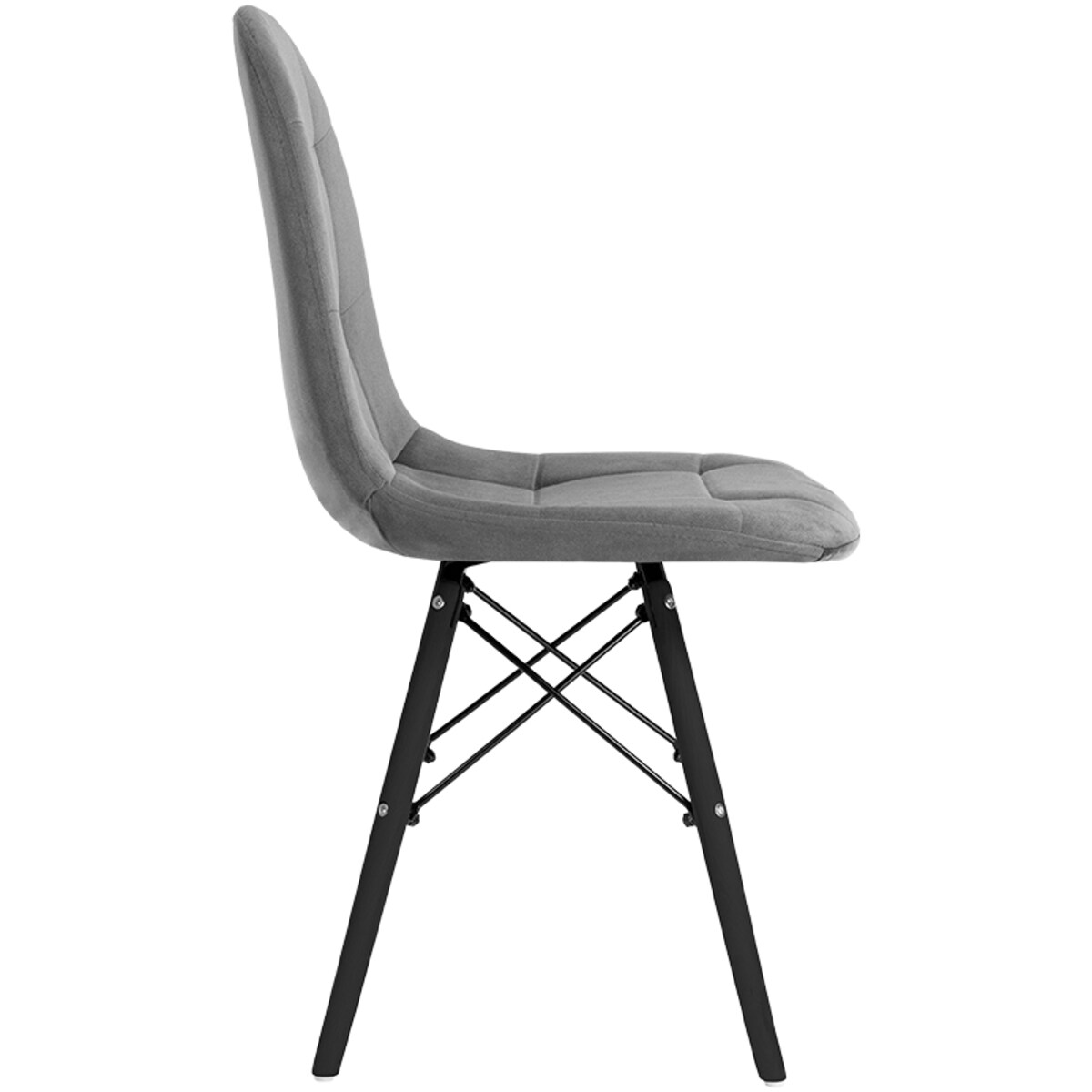 Krzesło skandynawskie tapicerowane szare nowoczesne welurowe pikowane