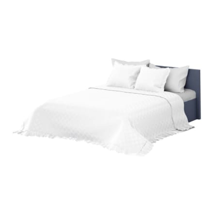 Biała Narzuta Pled Pikowana z Falbanką 200 x 220 Elegancka Kapa na Łóżko Sofę