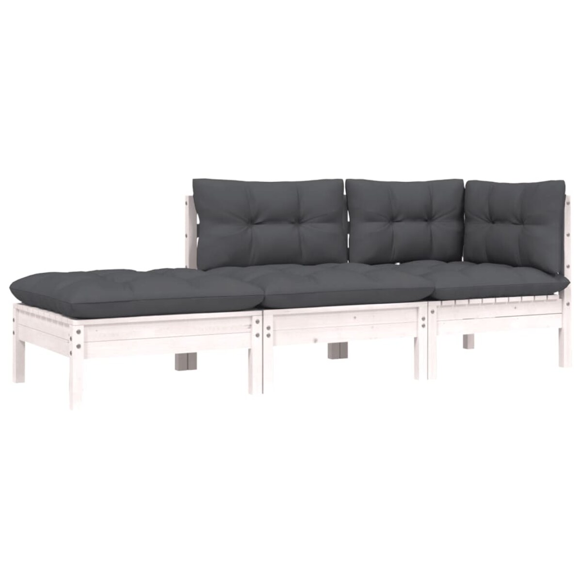 vidaXL 3-cz. zestaw wypoczynkowy do ogrodu, z poduszkami, biały, sosna