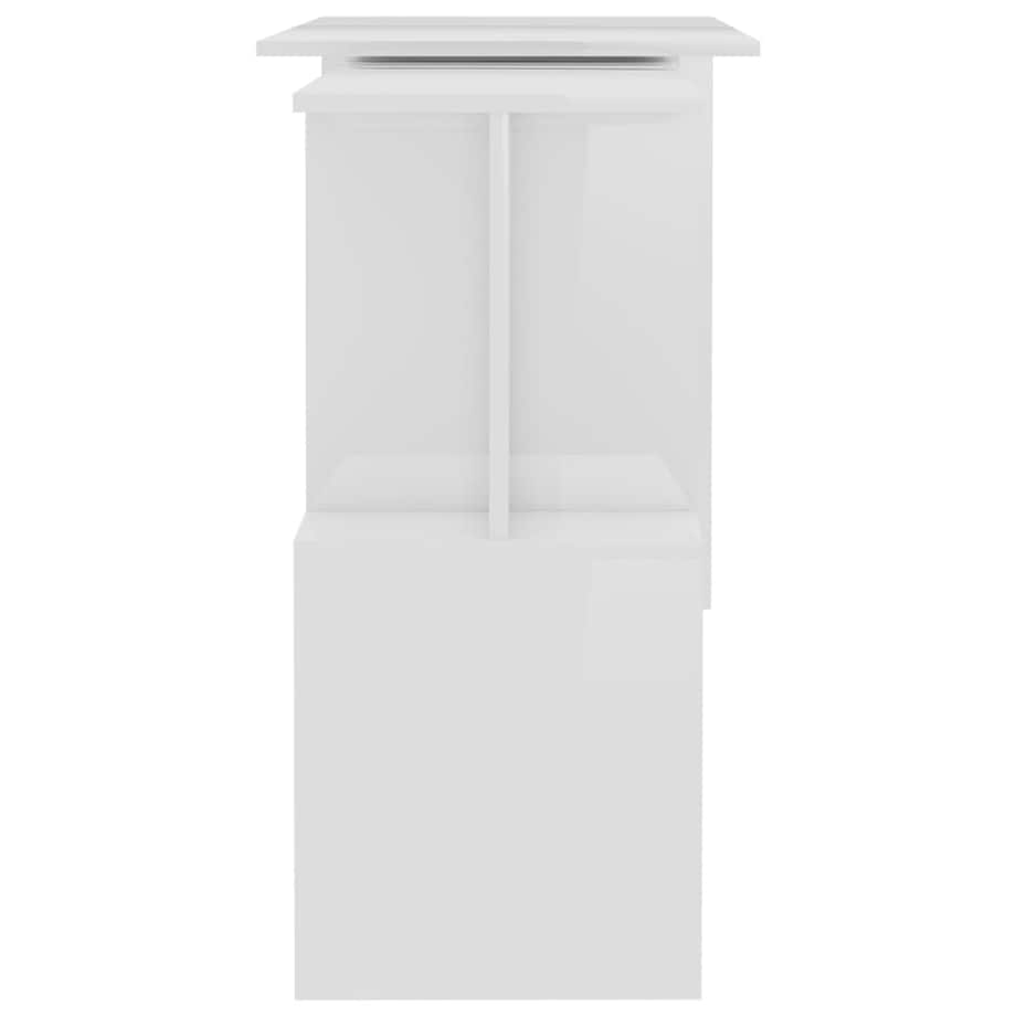 vidaXL Biurko narożne, wysoki połysk, białe, 200x50x76 cm