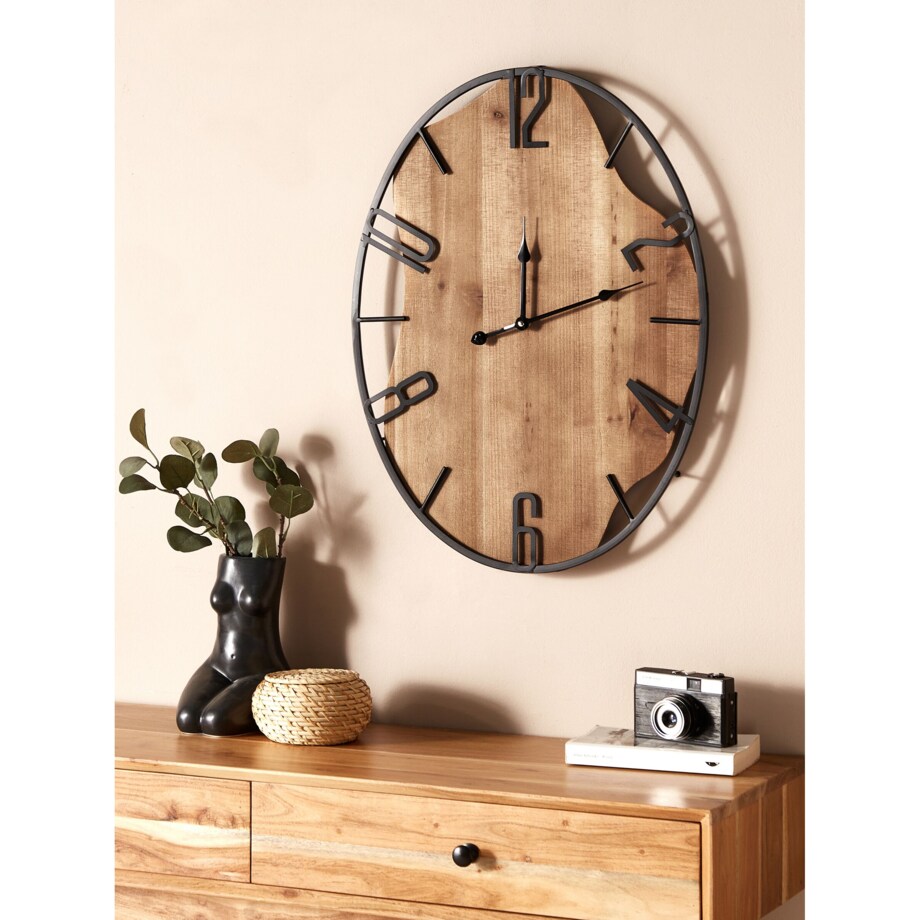 Zegar ścienny 46 x 60 cm jasne drewno z czarnym MEYNES