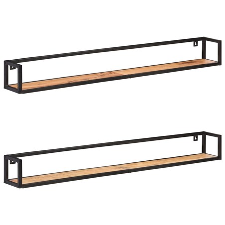 vidaXL Półki ścienne, 2 szt., 160 cm, lite drewno akacjowe
