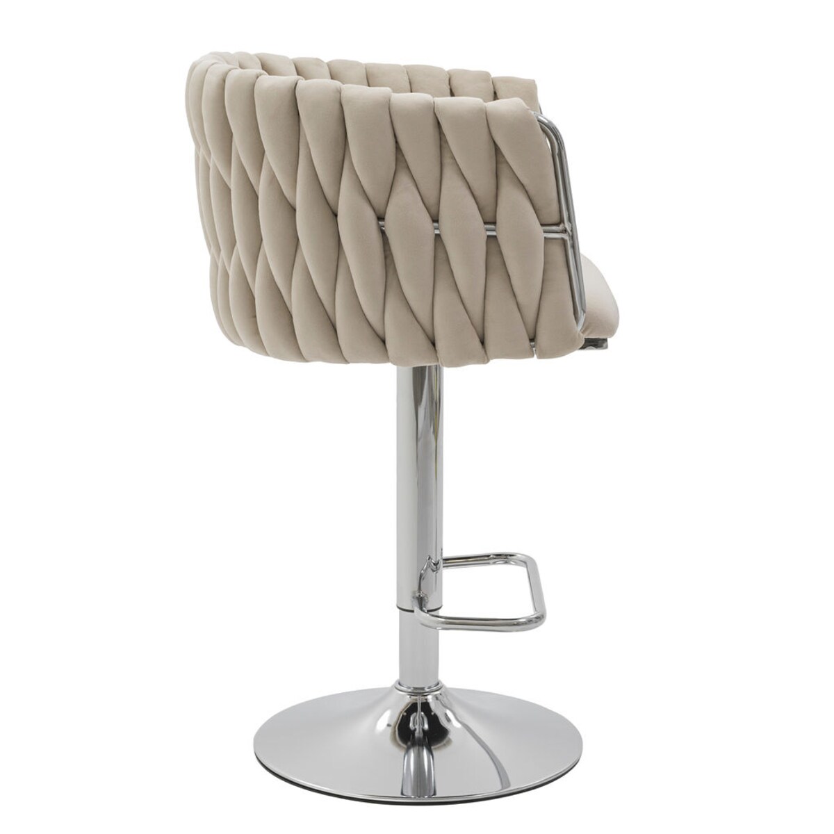 HOKER BAROWY KRZESŁO STOŁEK OBROTOWY DO SALONU KASZMIROWY ROSA CHROME WELUR