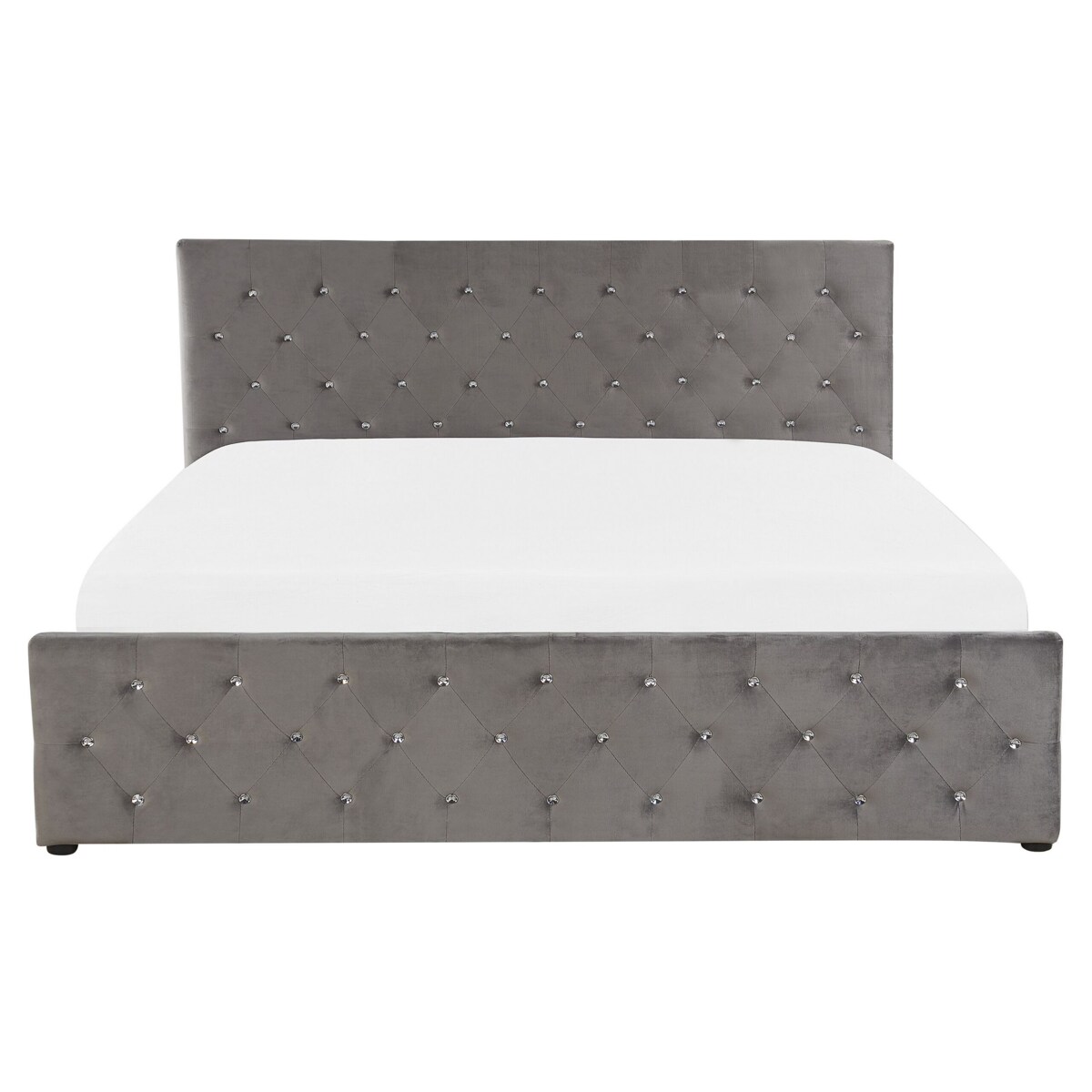 Łóżko z pojemnikiem welurowe 160 x 200 cm szare AMIENS