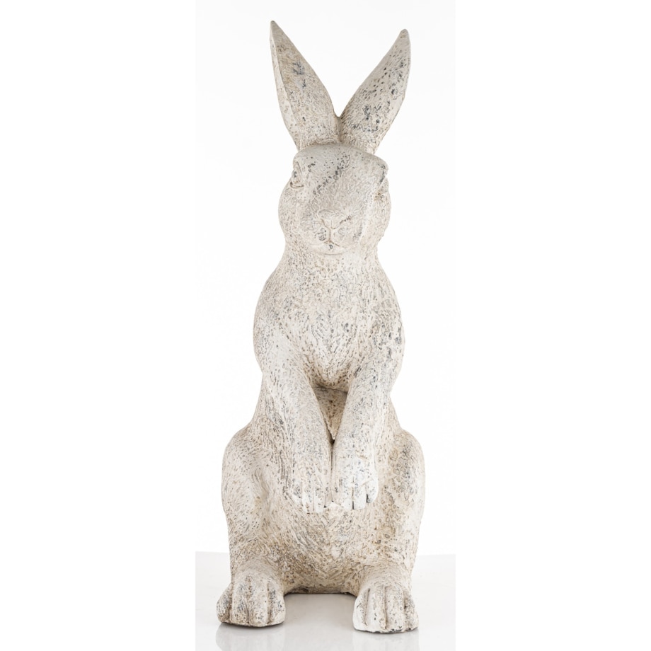 Dekoracja - duży siedzący królik 61x22x32 cm SZAREK