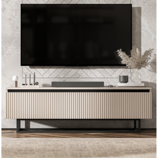 Nowoczesna Szafka RTV Glamour Komoda RTV Kaszmir Mat 140 cm czarny stelaż