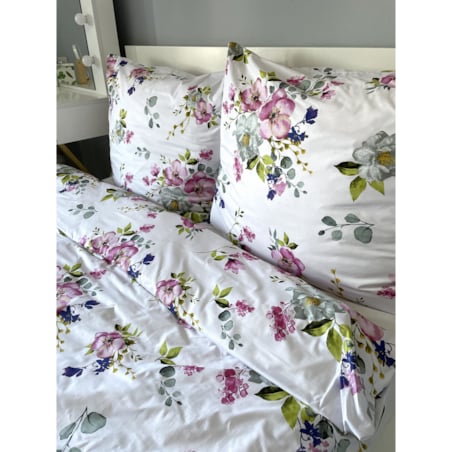 Pościel bawełniana satynowa 160x200cm Kwiaty Jabłoni Białe Polska