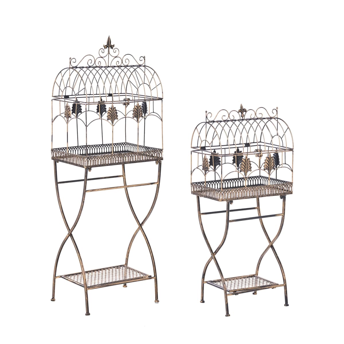 Zestaw 2 regałów z półkami SICILY Metal 43/37 cm 30/27 cm Czarny