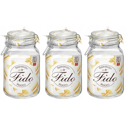 SŁOIK z klipsem kuchni NA ŻYWNOŚĆ 3 x 2 L BORMIOLI