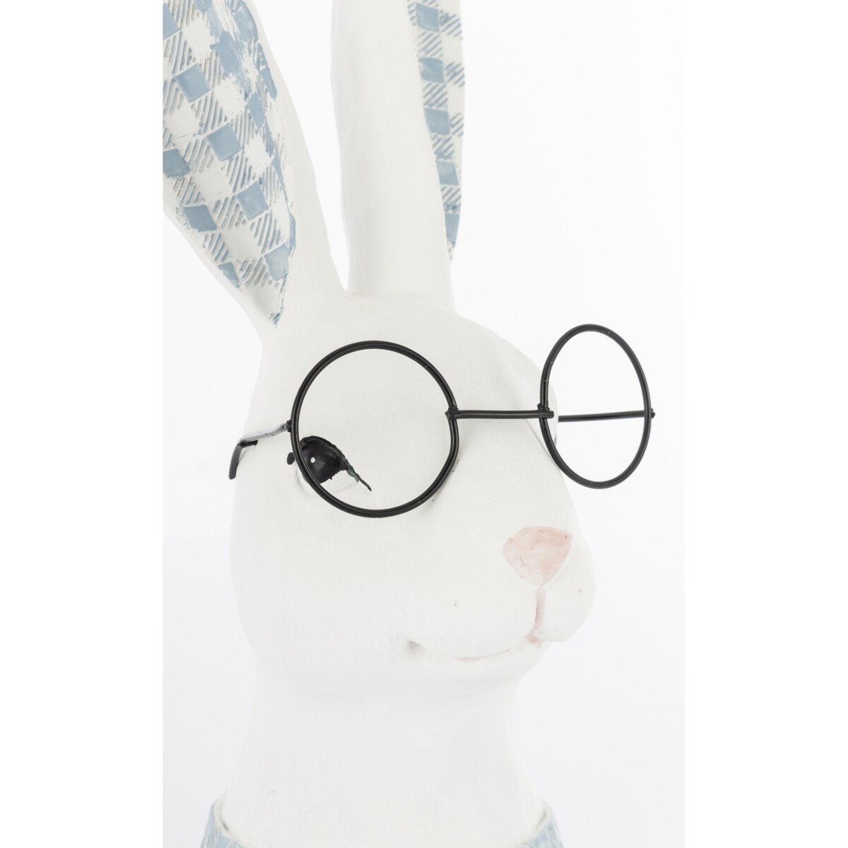 Figurka ceramiczna - popiersie króliczka w okularach i uszkach w kratkę