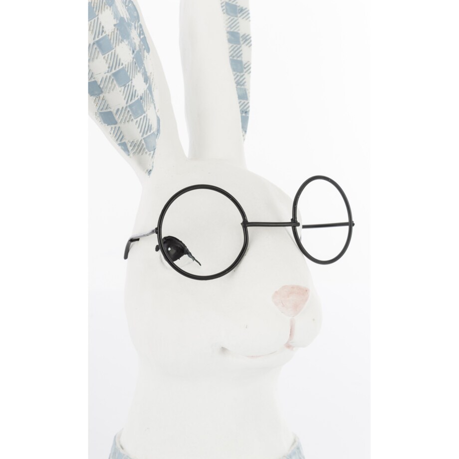 Figurka ceramiczna - popiersie króliczka w okularach i uszkach w kratkę