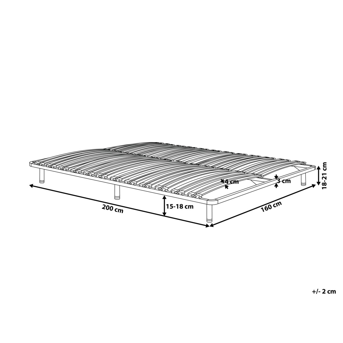 Stelaż na nóżkach 160 x 200 cm BASIC